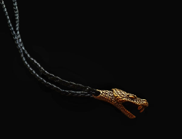 Solid Brass Snake Necklace with Braided Nylon cord